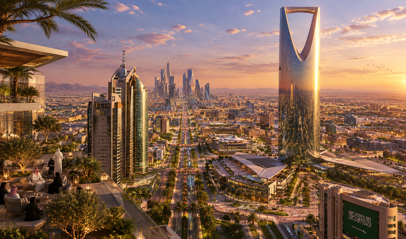 Riyadh skyline at sunset